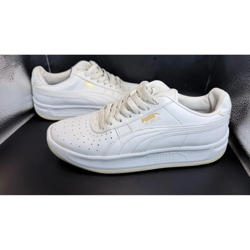 Puma GV Special White Leather Sneakers‎ Mens 6.5 Womens 8 Low Top 344765-75
